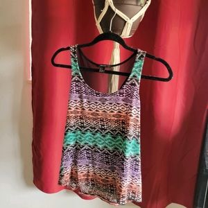 Forever 21 Multicolored Racerback Tank Flowy
